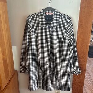 Talbots Gingham Black and White Trench Coat
